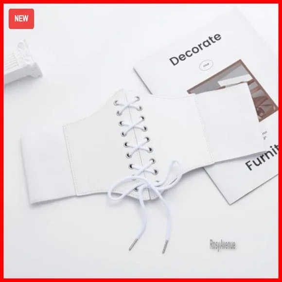 Stretchy Leather Corset Belt Elastic Waist Cincher Waspie Costume Accessory - Picture 5 of 7